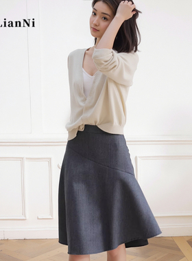 通勤气质灰色西装半身裙显瘦a字裙女2025春夏新款伞裙优雅OL中裙