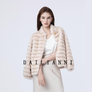 2025新款时尚大气紫貂绒立领短款外套高级感环保水貂绒皮草大衣女