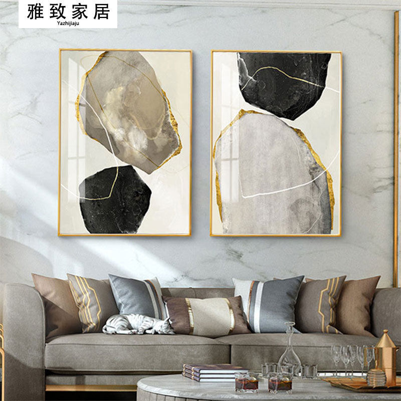 现代简约客厅装饰画沙发背景墙三联画招财风水壁画大气后轻奢挂画
