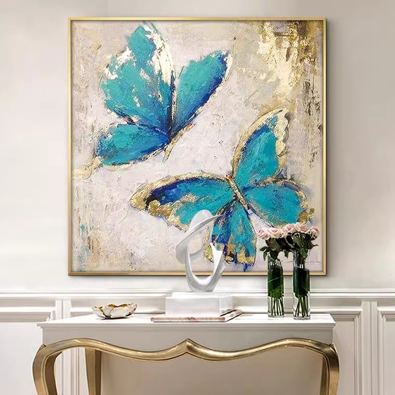 油画轻奢餐厅装饰画金色墙画北欧金箔画客厅壁画现代简约玄关挂画