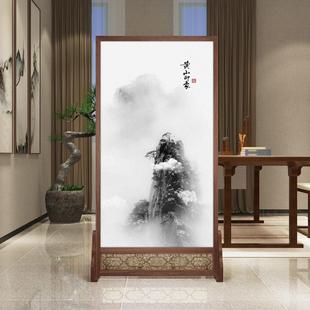 实木屏风客厅玄关入户遮挡隔断简约移动布艺座屏 新中式