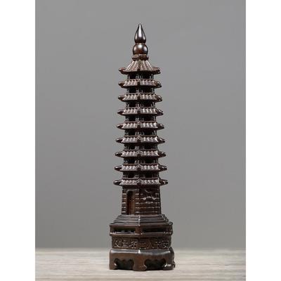 黑檀木雕九层文昌塔摆件实木质雕刻工艺品办公室书房装饰红木送礼
