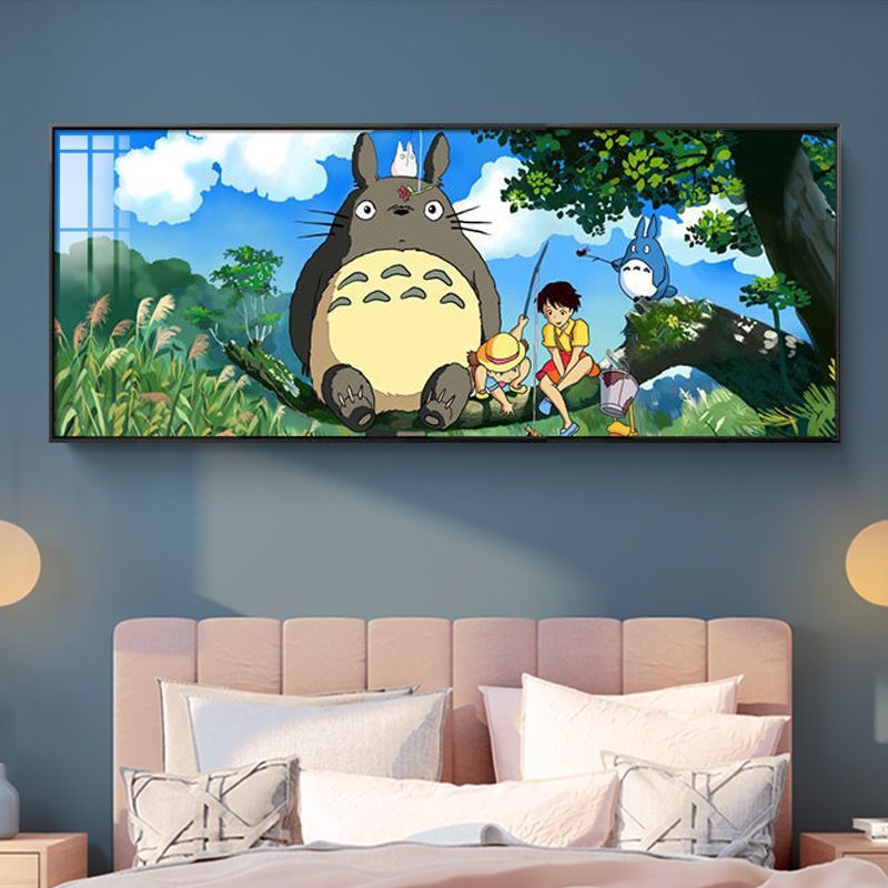 卧室挂画房间宫崎骏客厅横版壁画高档卡通动漫千与千寻装饰画龙猫