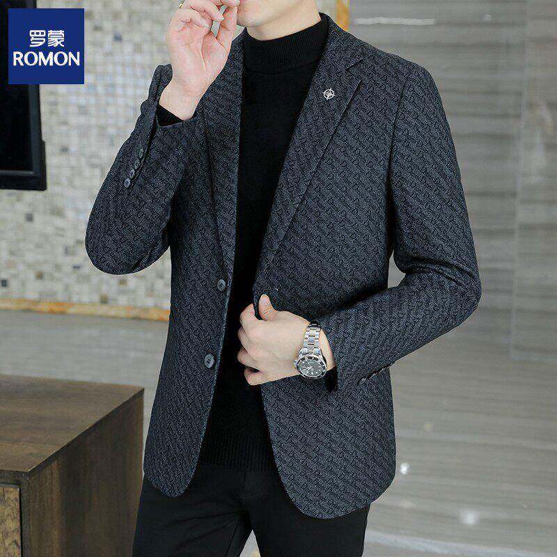 罗蒙男士休闲西装秋冬新款小西装西服男大码单外套中年爸爸礼服