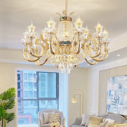 欧式客厅大吊灯新款高档水晶酒店大堂灯饰餐厅卧室别墅楼梯长吊灯