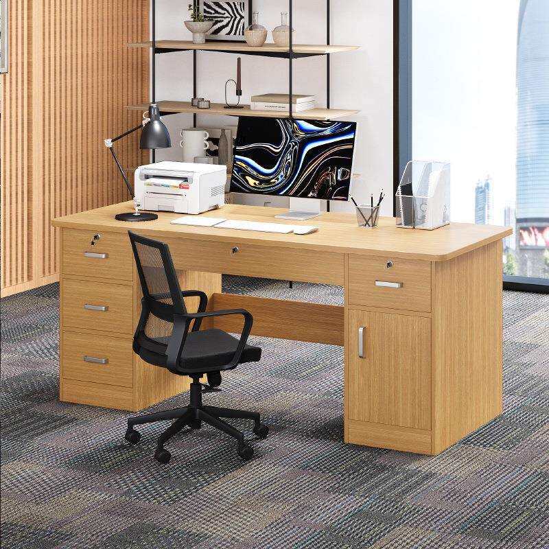 电脑桌台式办公桌椅组合简约现代家用学生学习桌书桌书柜一体桌子