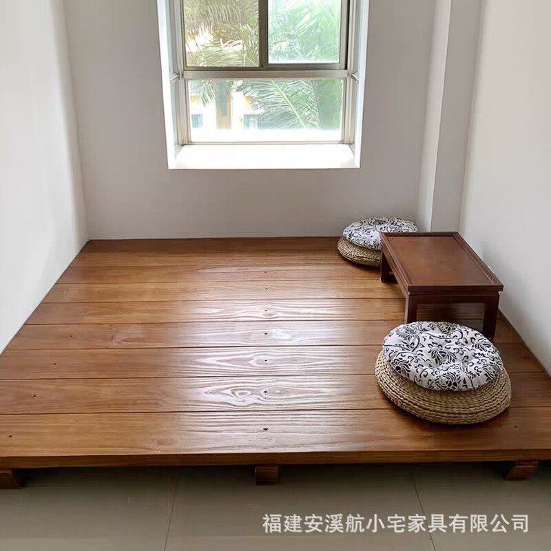 现代日式原木榻榻米拼接床主卧双人床主卧床1.8米1.5 1.2米松木床