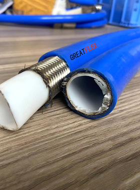 格雷特蓝色内孔8mm耐化学溶剂高温硅胶保护四氟钢丝编织管BT40B