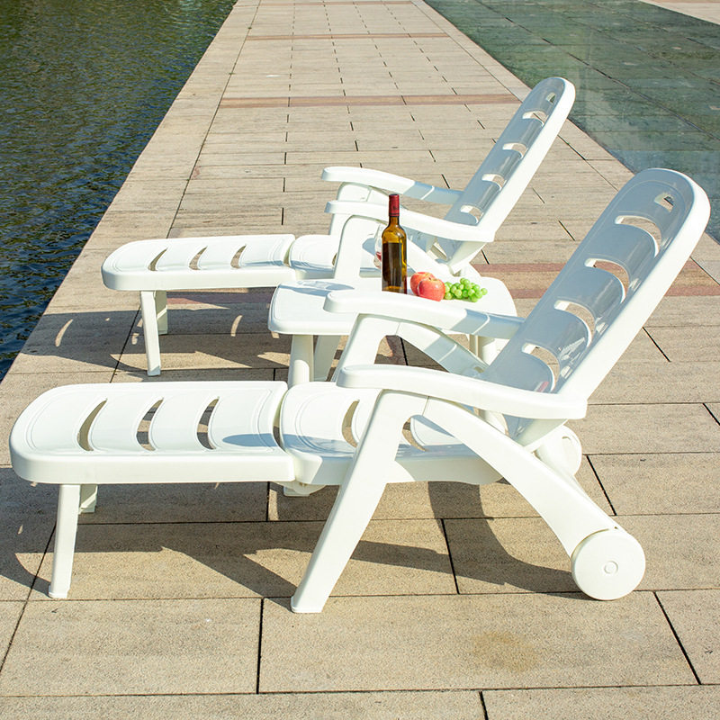 户外躺床酒店游泳池沙滩椅塑料折叠休闲躺椅午休椅