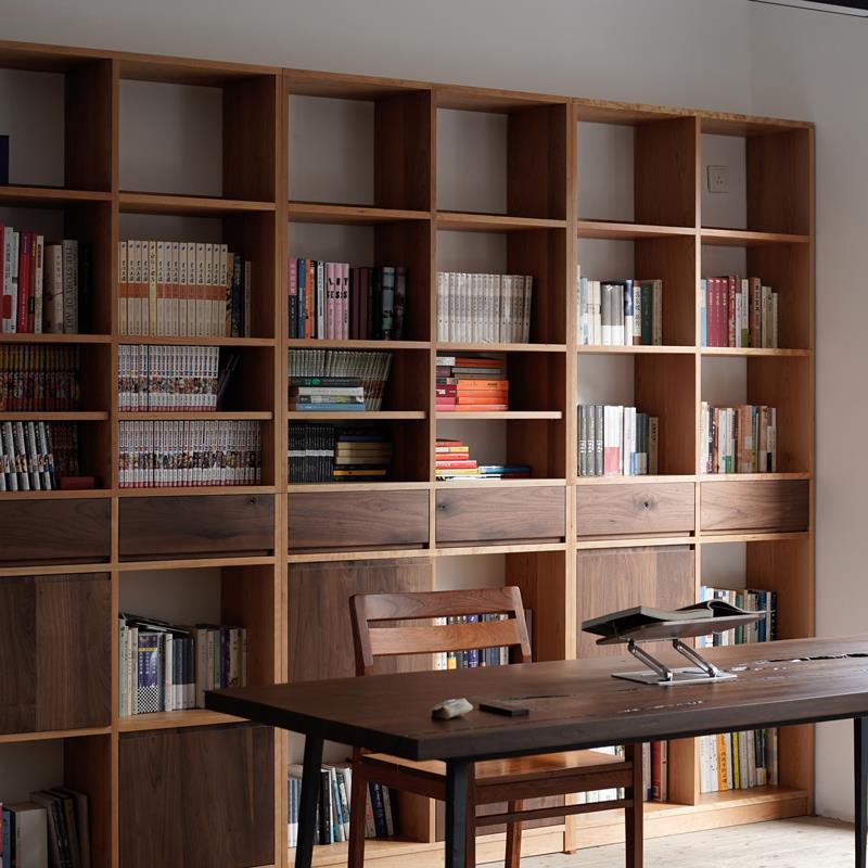 野径生活 组合书架创意设计满墙书柜现代简约实木阅读墙客厅储物