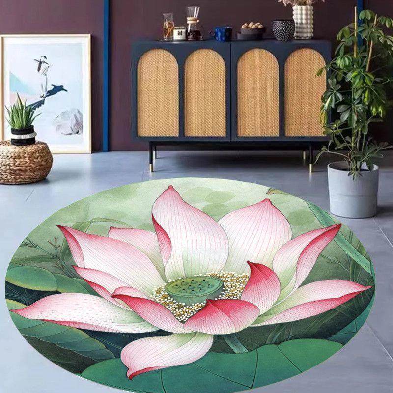 佛堂圆形地垫荷花莲花图案中式禅意古风家用卧室佛堂跪垫禅舞地毯