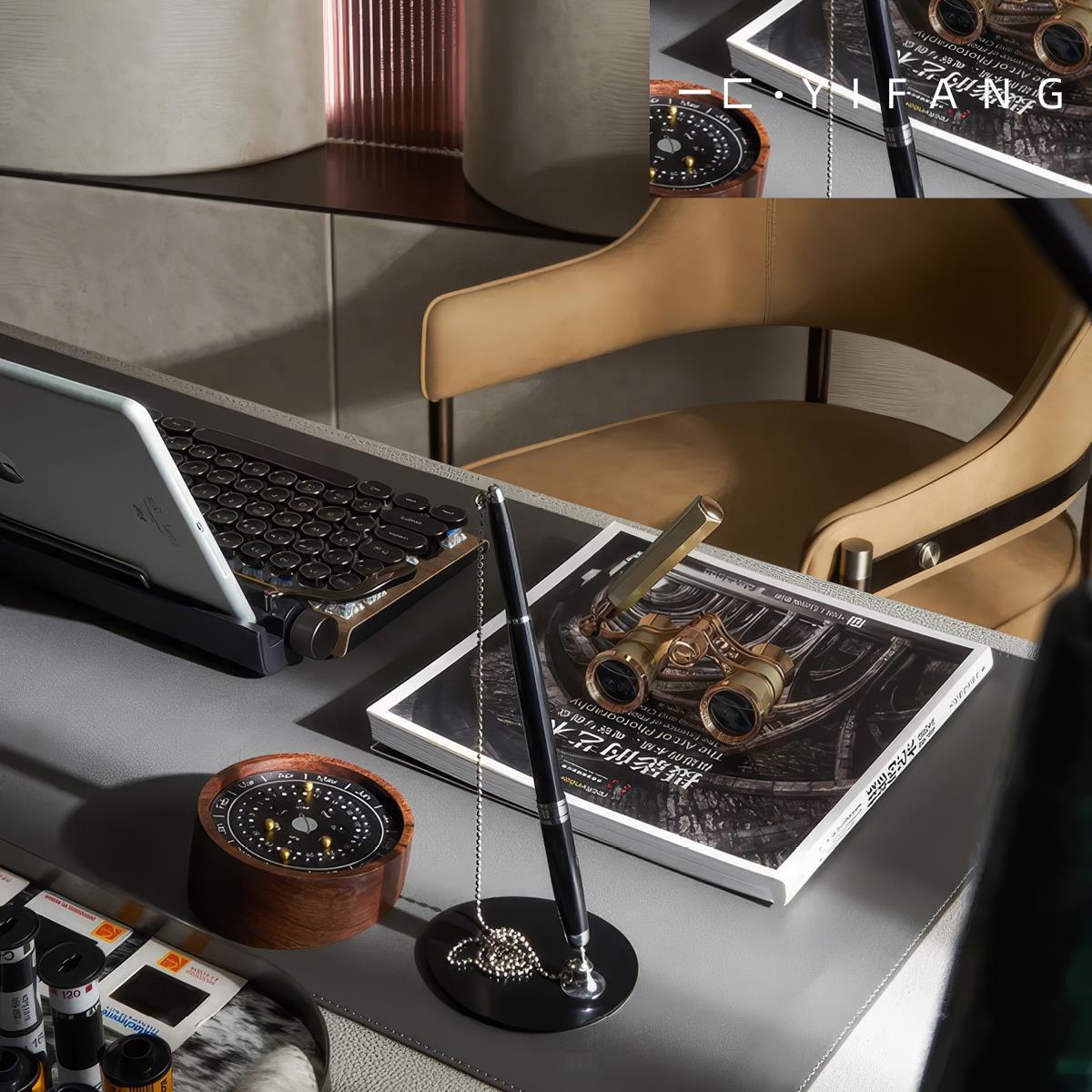 一匚 现代轻奢书桌仿真书钢笔组合 样板间书房设计师软装搭配摆件