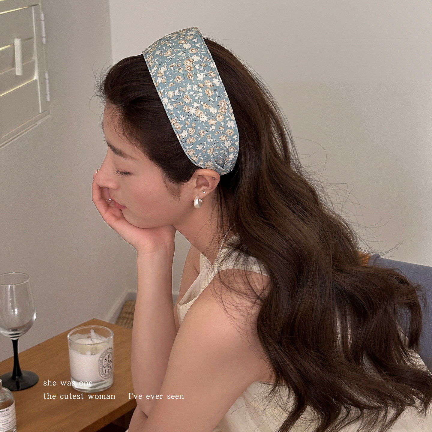 田园风碎花宽边发箍女百搭