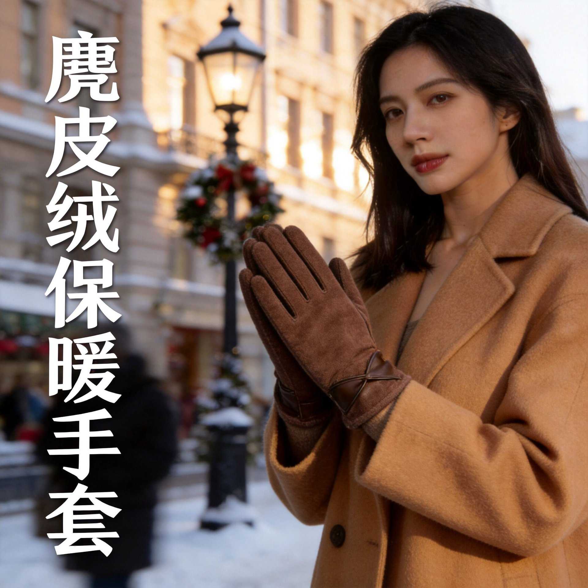 秋冬新款保暖手套女士加绒防风防寒触屏骑电动车防滑韩版学生可爱