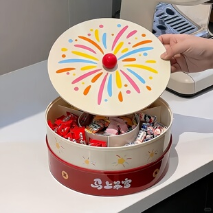 果盘高级感家用客厅茶几干果盘2026新款多层分格带盖大容量收纳