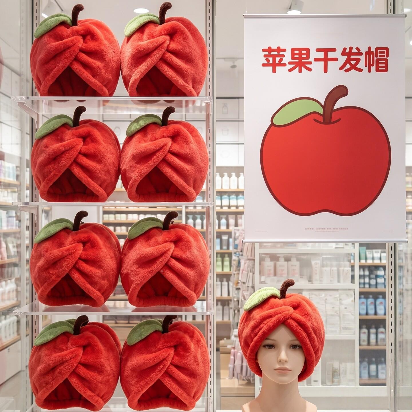 苹果干发帽女可爱浴帽家用包头发超强吸水速干珊瑚绒毛巾2026新款