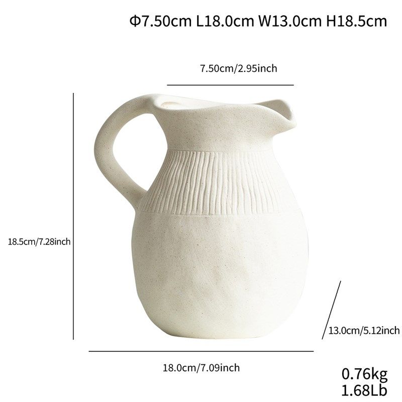 新款单耳宽口壶欧式素烧陶瓷花瓶时尚桌面摆件轻奢家居装饰品,特色手工艺,其他特色工艺品,淘宝优惠券,粉丝福利购,淘宝优惠卷