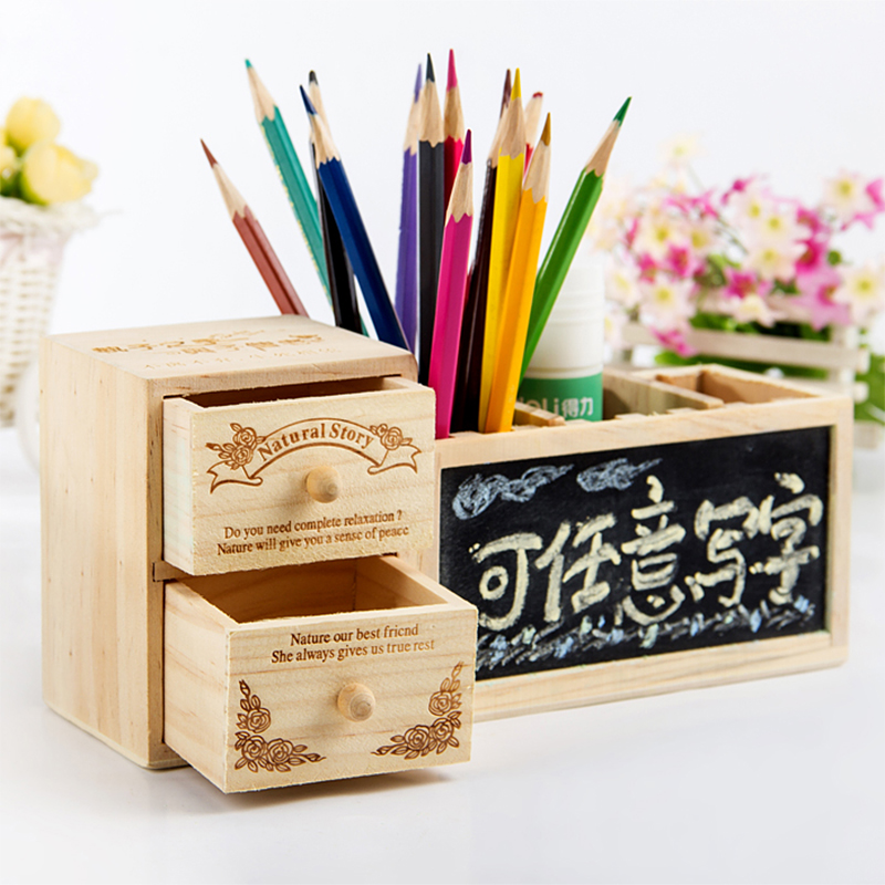 木质笔筒刻字定制纪念品中小学生桌面书桌小摆件学习用品文创用品