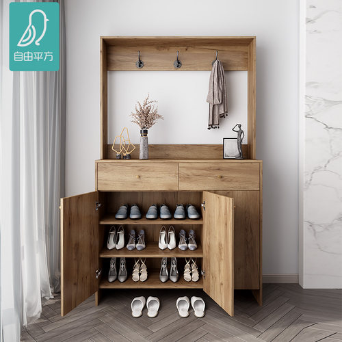 实木鞋柜家用门口省空间大容量进门定制衣帽柜一体靠墙原木鞋柜