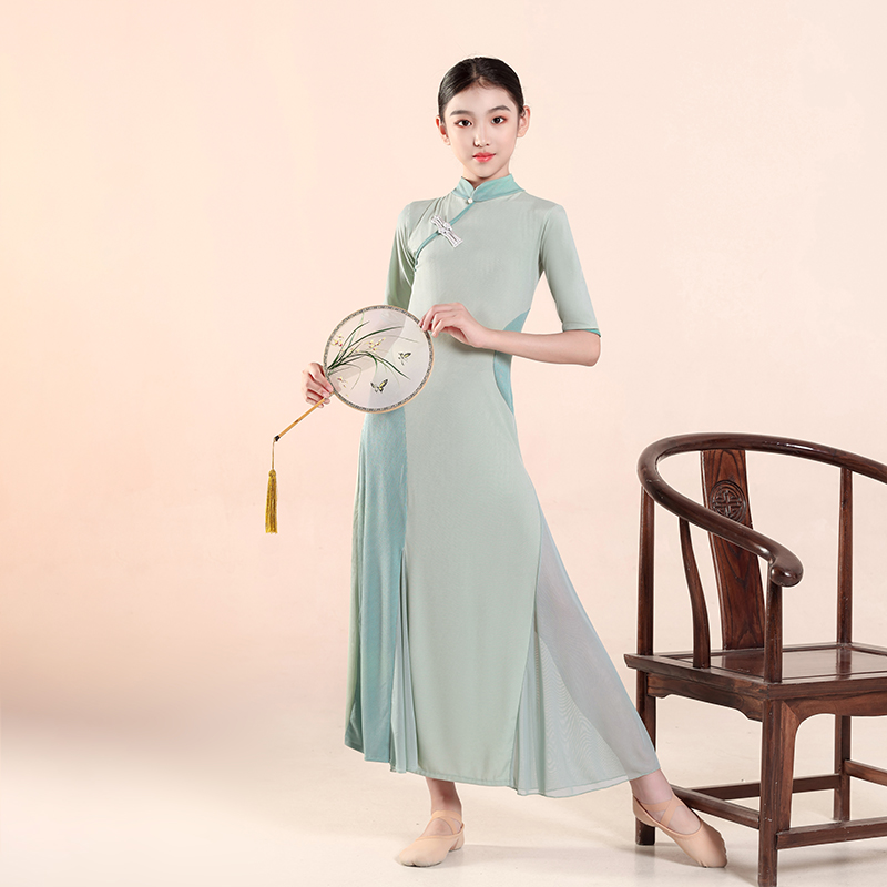 儿童古典舞旗袍演出服舞蹈服女童中国舞练功服艺考服民族风扇子舞
