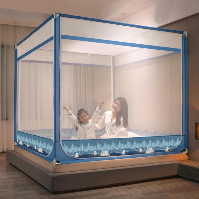 新款蒙古包蚊帐家用三门儿童防摔1 C5m1 8m牀方顶牀笠坐牀式纹账