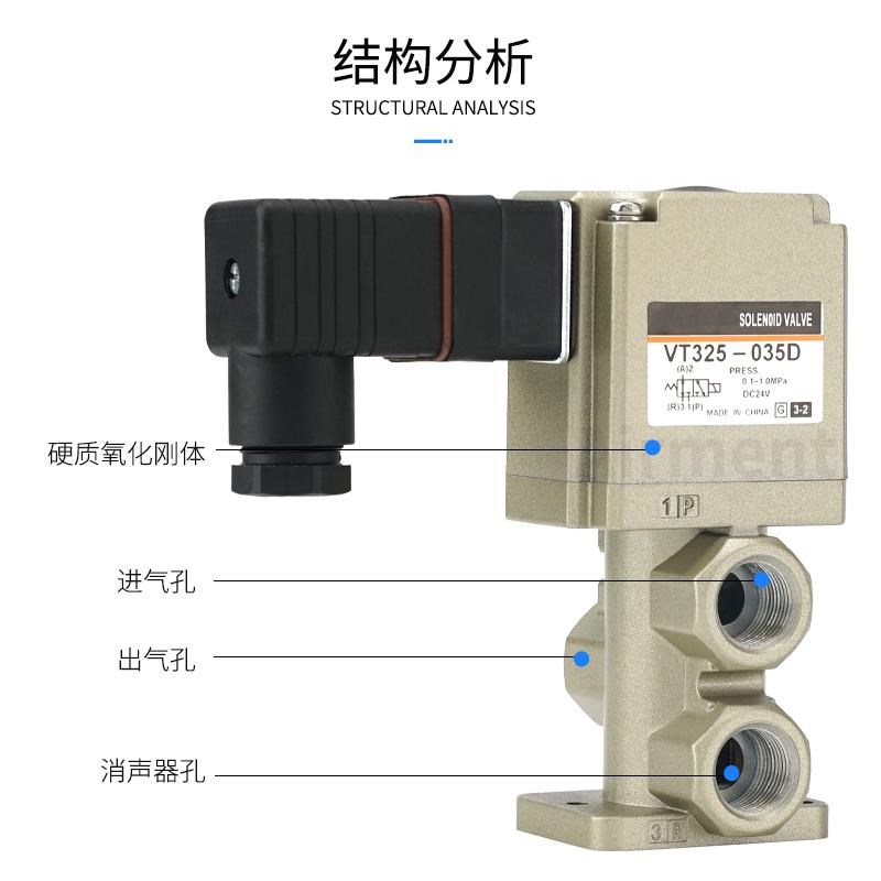三通电磁阀VT325V-035G VT325-F035G VT325-034G电磁阀