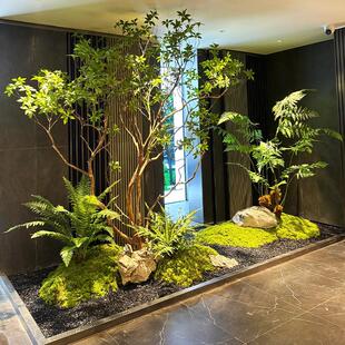彷真马醉木橱窗造景植物室内高端彷真绿色植物装饰树天井楼梯简约