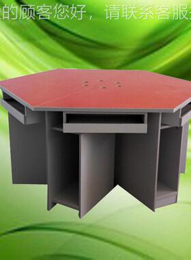 新显示屏疆转六边桌宁夏升降电脑多人位佛山翻钢26491架培脑训电