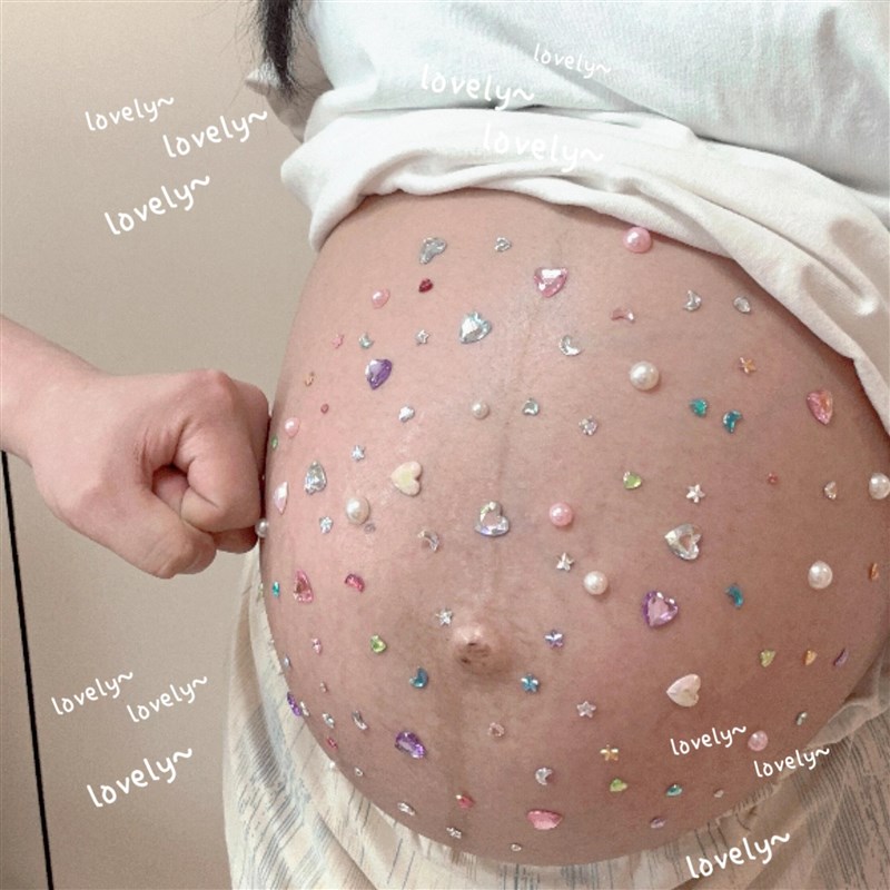 孕妇照肚皮贴纸居家拍照水钻贴可爱装饰情侣影楼拍摄孕妇照道具