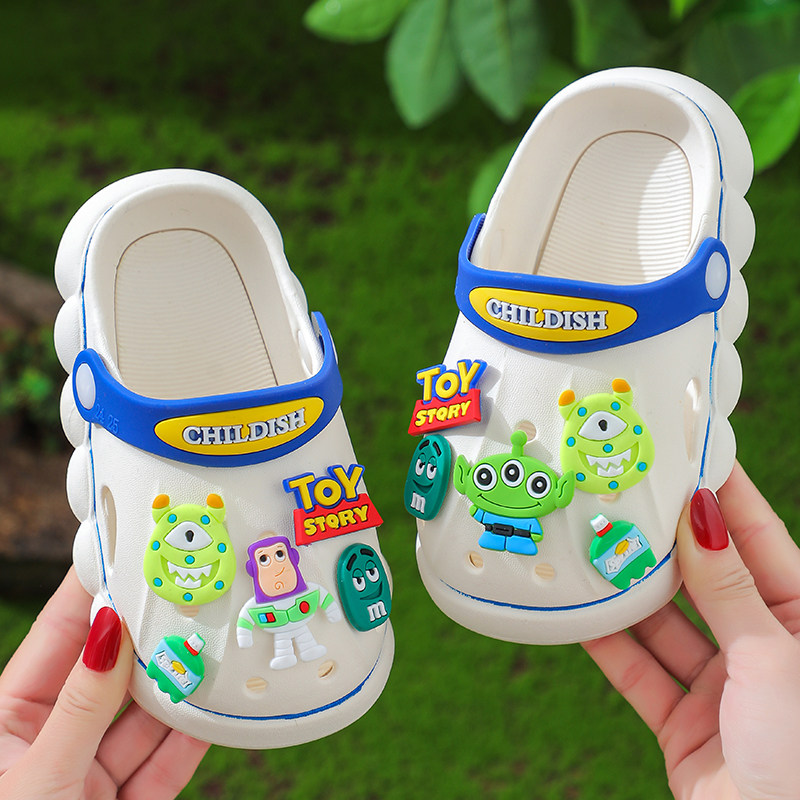 2023新款儿童洞洞鞋夏季可爱男孩防滑软底宝宝包头沙滩两穿凉拖鞋