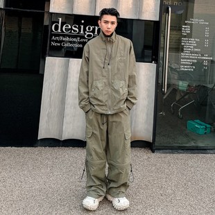 设计感可拆卸二件套工装 街头休闲运动装 套装 美式 男秋季 我叫得仔