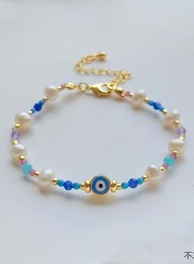 民族风蓝眼睛串珠手链手