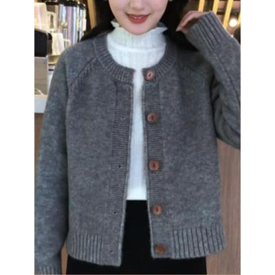 时尚洋气针织衫毛衣外套女装2025春秋新款小个子宽松显瘦长袖上衣