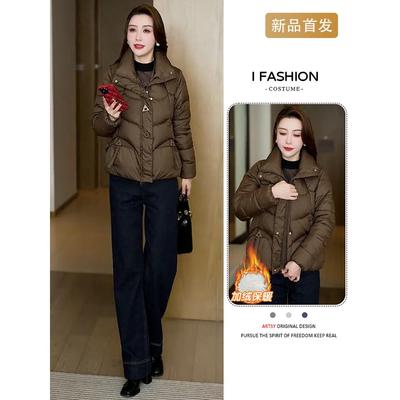 2025冬季新款时尚短款羽绒棉服女装高级感加绒加厚棉袄外套