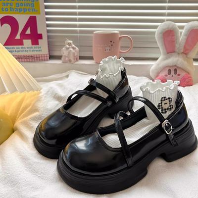 白色百搭圆头厚底小皮鞋女2025年秋季新款英伦风日系jk玛丽珍单鞋