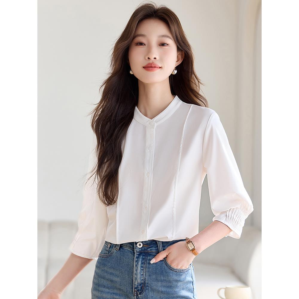 白衬衫女高级感轻奢减龄洋气2025新款爆款真丝桑蚕丝气质小衫上衣