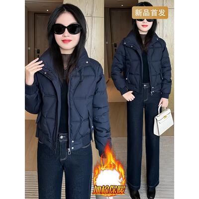 加绒棉服女款2025年冬季新款洋气小个子洋气减龄加厚保暖棉袄外套