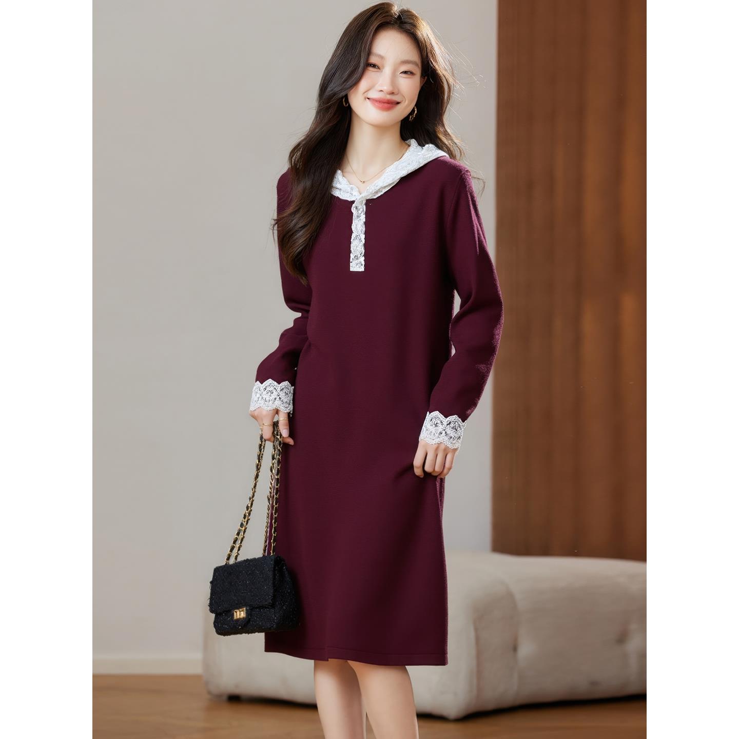 秋冬连衣裙女新款轻奢高级感毛衣裙2025年中长款洋气打底针织裙子