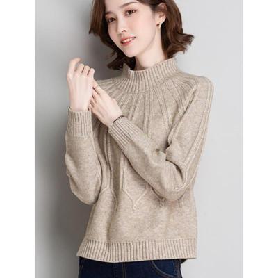 半高领毛衣女春秋新款时尚短款宽松慵懒风配裙加厚针织打底羊毛衫