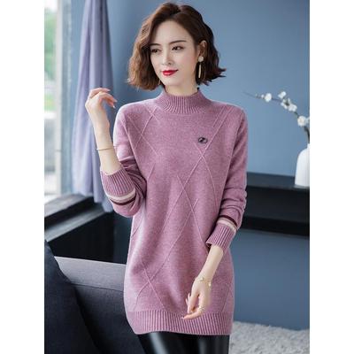 2025年秋冬新款女中长款毛衣半高领加厚套头羊毛针织打底衫毛衣裙