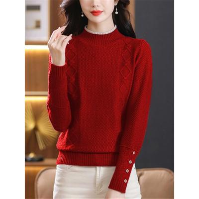 秋冬半高领毛衣女士短款纯色内搭上衣2025新款加厚宽松针织打底衫