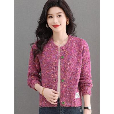 春季小香风毛衣外套女2025年新款宽松洋气小个子外穿针织开衫上衣