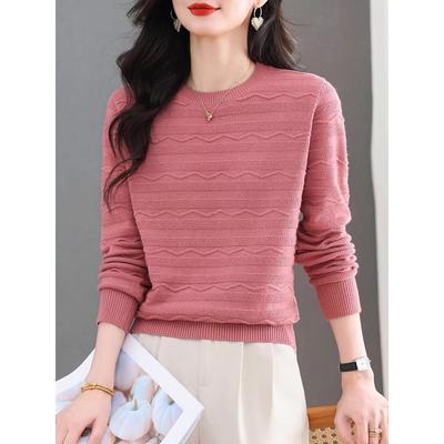 早秋新款针织毛衣妈妈2025春秋爆款洋气宽松长袖t恤女打底衫上衣