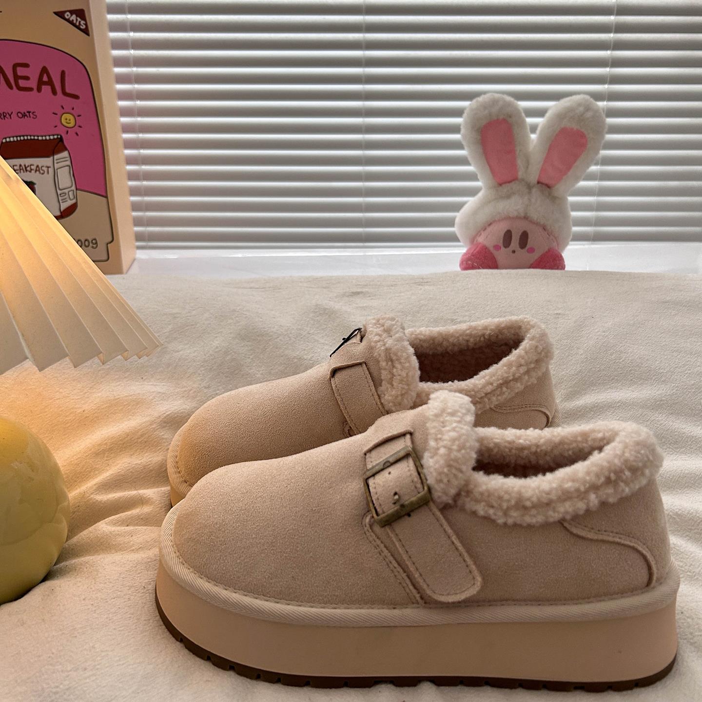 加绒保暖勃肯鞋女皮毛一体雪地靴2025新款秋冬厚底增高毛毛二棉鞋