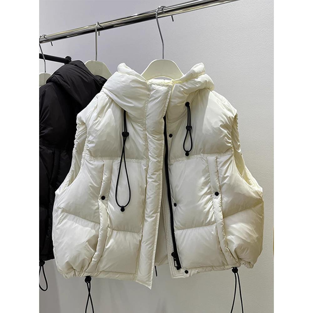 欧货秋冬2025新款大码女装羽绒棉服马甲短款宽松坎肩无袖马夹外套