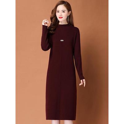 配大衣的羊毛针织连衣裙女装2025新款中长款毛衣裙秋冬长袖打底裙