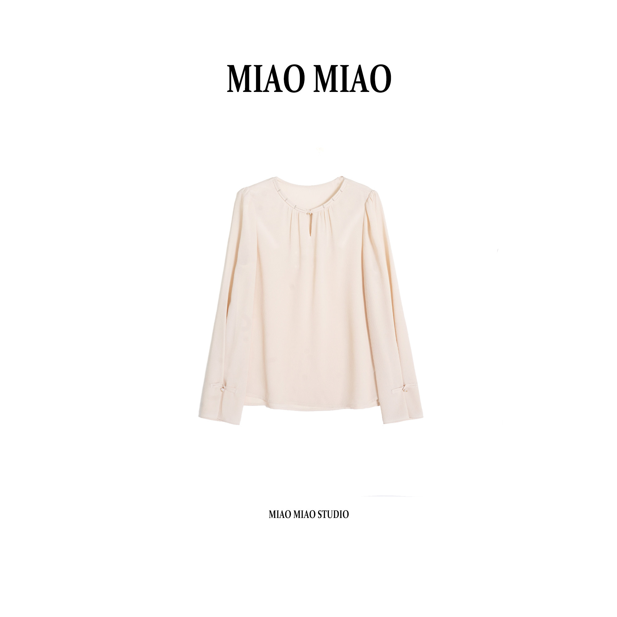 【妙仪】徐淼淼早春重磅真丝双绉国风新中式百搭桑蚕丝上衣J1911