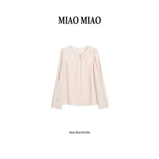 【妙仪】徐淼淼早春重磅真丝双绉国风新中式百搭桑蚕丝上衣J1911