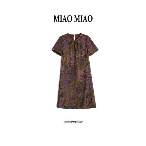 【舒年】徐淼淼夏'烟光向晚''新中式非遗花萝红云纱连衣裙MP2803