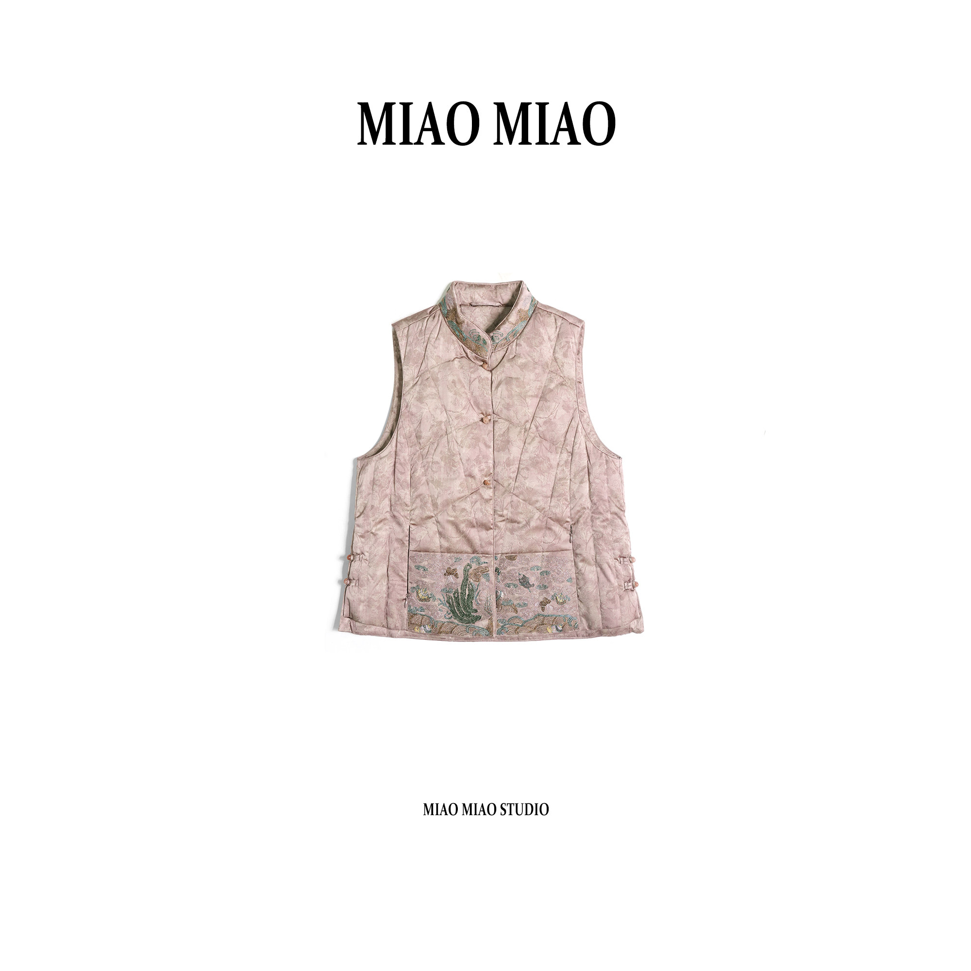 【舒宜】徐淼淼冬季穿搭三星90鹅绒国风新中式绣花气质马夹MP1660